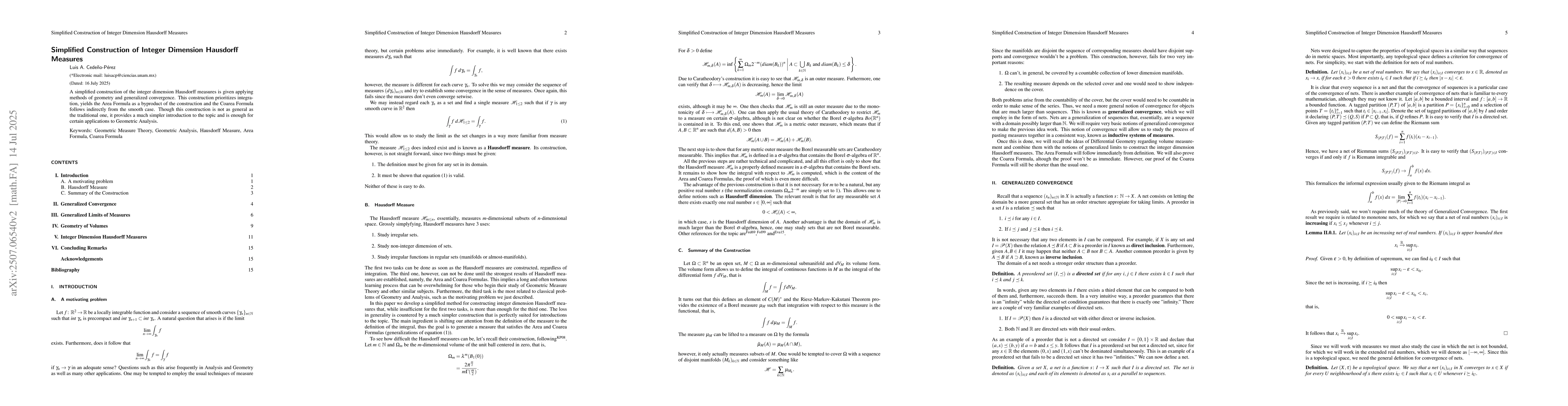 Thumbnail for Simplified Construction of Integer Dimension Hausdorff Measures