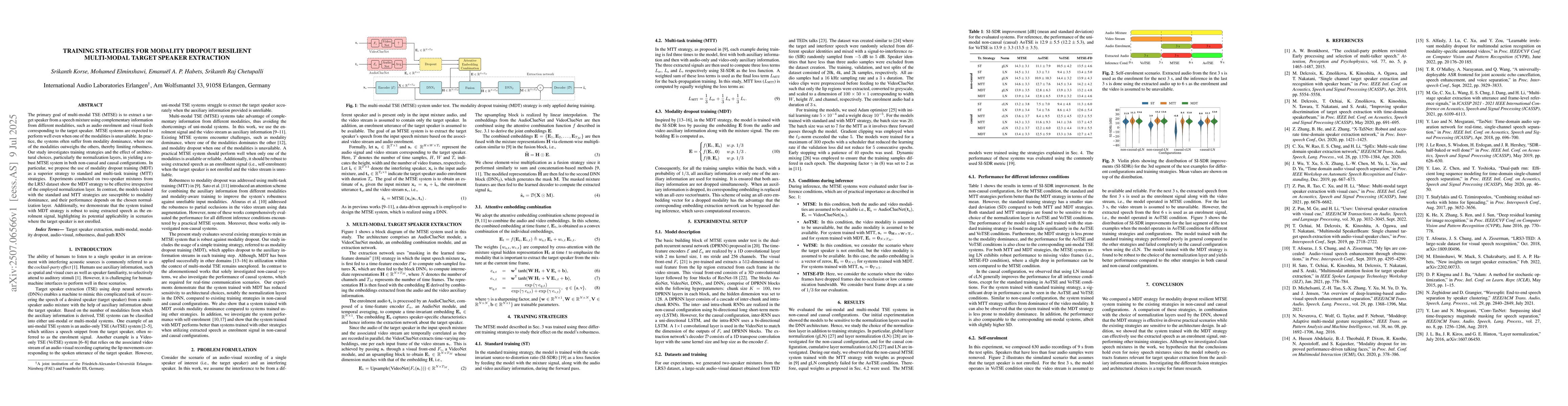 Thumbnail for Training Strategies for Modality Dropout Resilient Multi-Modal Target
  Speaker Extraction