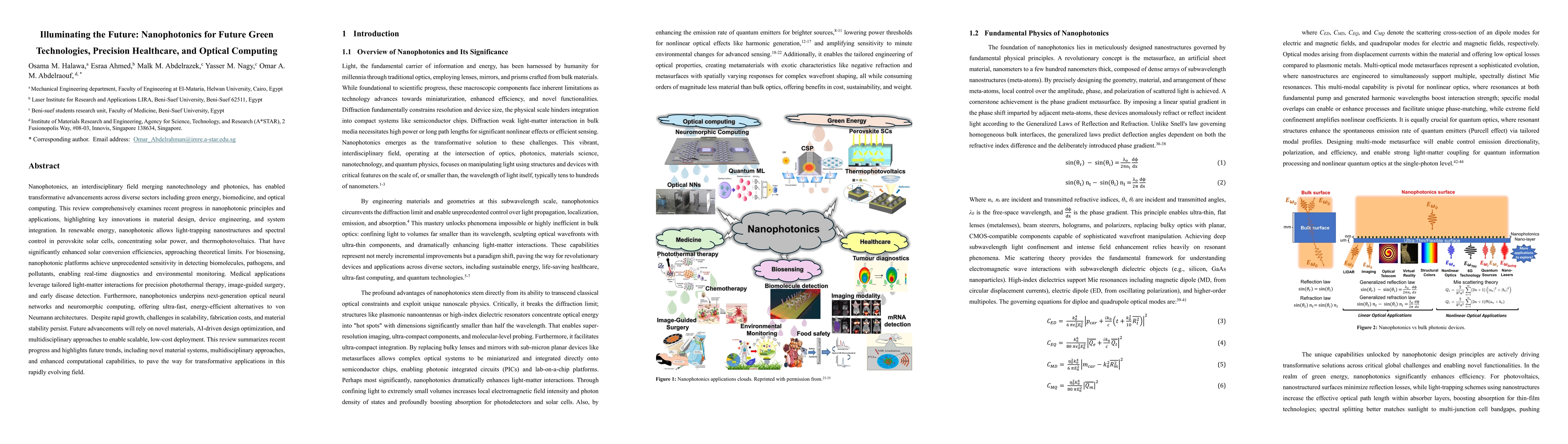 Thumbnail for Illuminating the Future: Nanophotonics for Future Green Technologies,
  Precision Healthcare, and Optical Computing