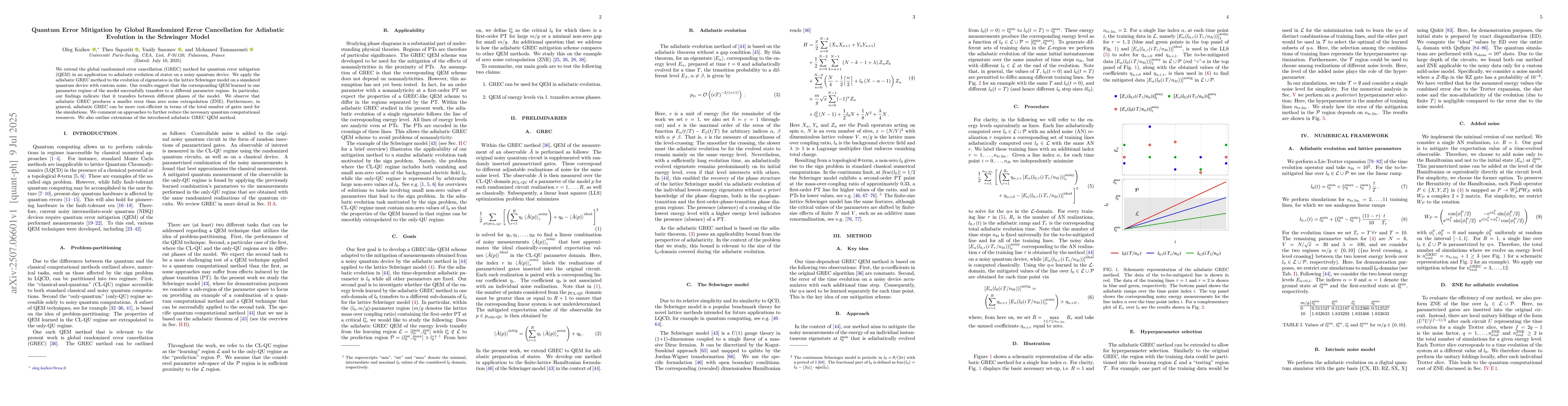 Thumbnail for Quantum Error Mitigation by Global Randomized Error Cancellation for
  Adiabatic Evolution in the Schwinger Model