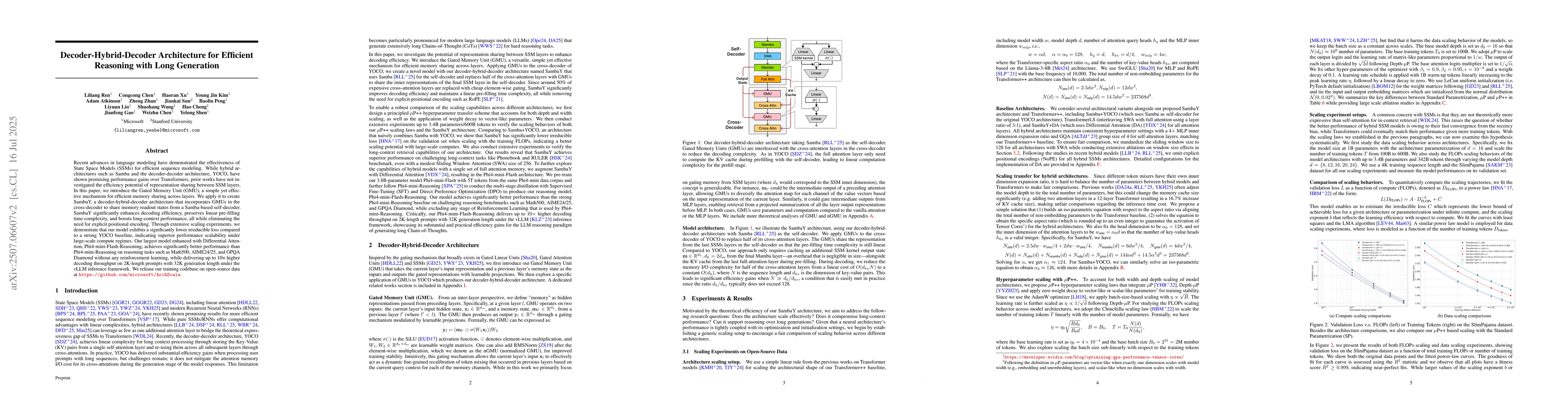 Thumbnail for Decoder-Hybrid-Decoder Architecture for Efficient Reasoning with Long
  Generation