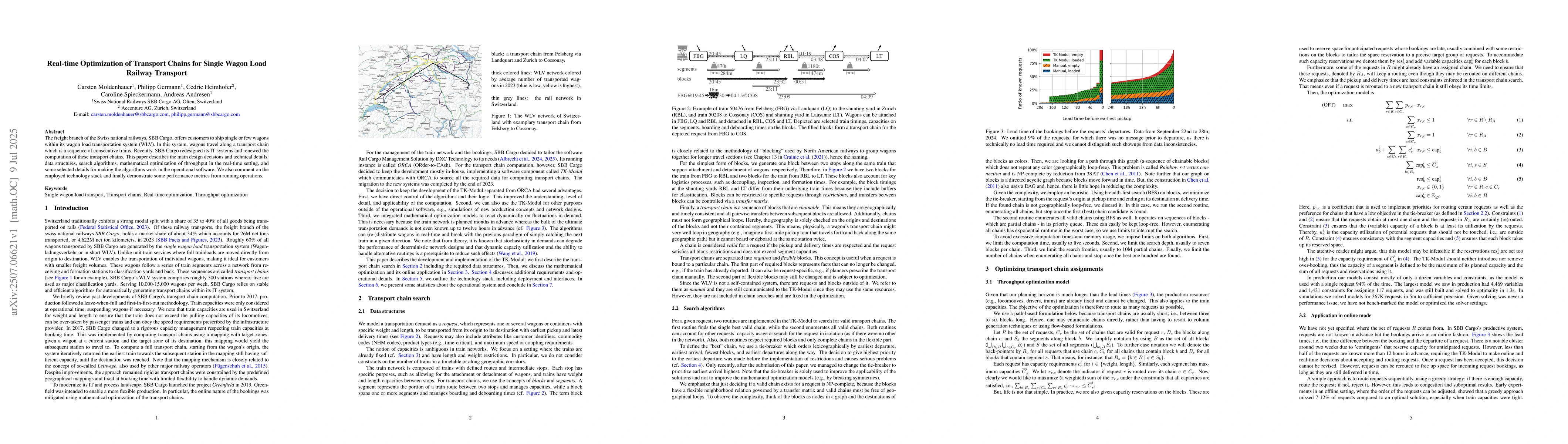 Thumbnail for Real-time Optimization of Transport Chains for Single Wagon Load Railway
  Transport