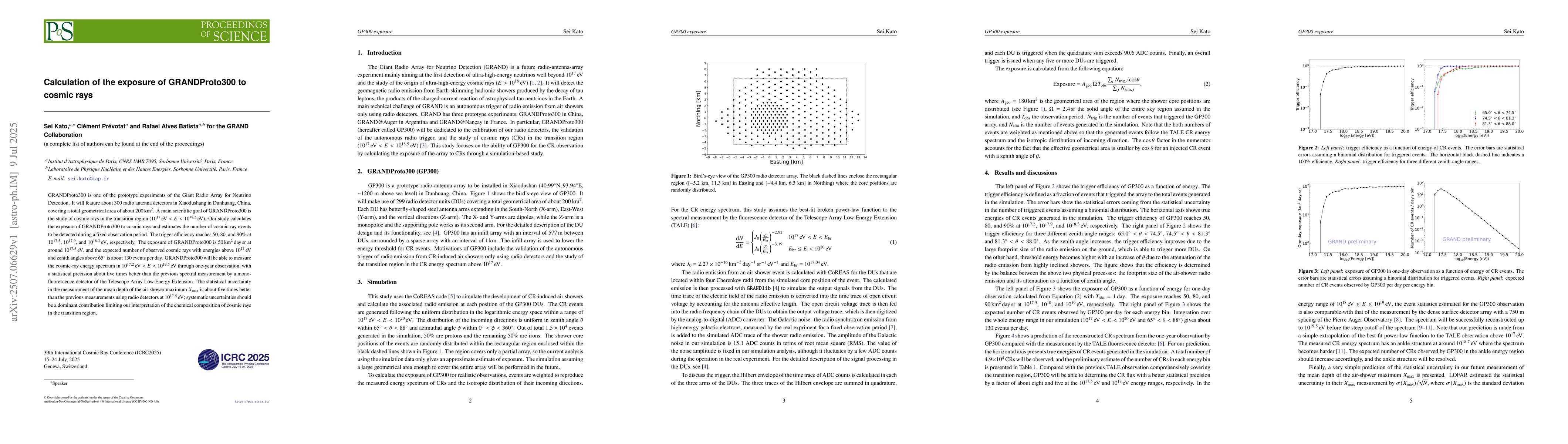 Thumbnail for Calculation of the exposure of GRANDProto300 to cosmic rays