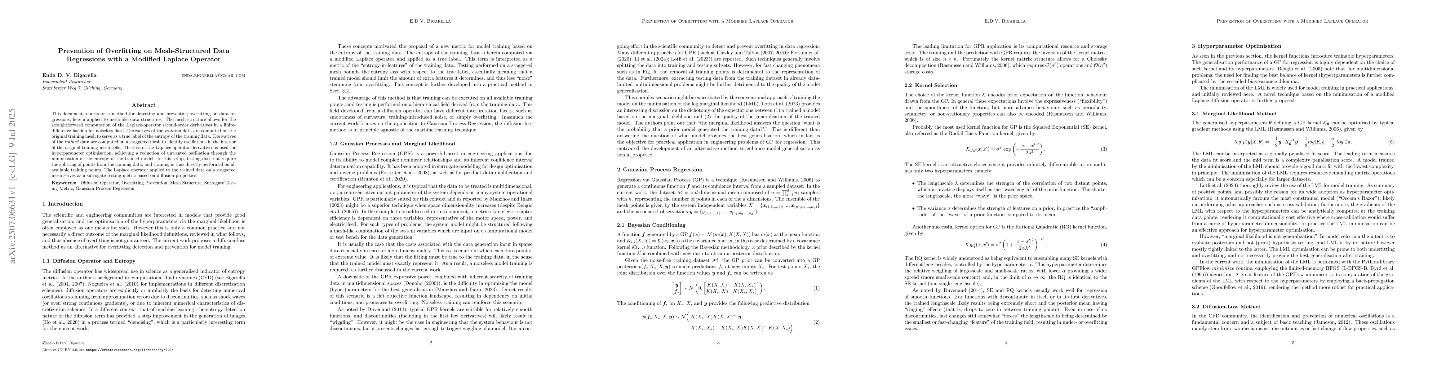 Thumbnail for Prevention of Overfitting on Mesh-Structured Data Regressions with a
  Modified Laplace Operator
