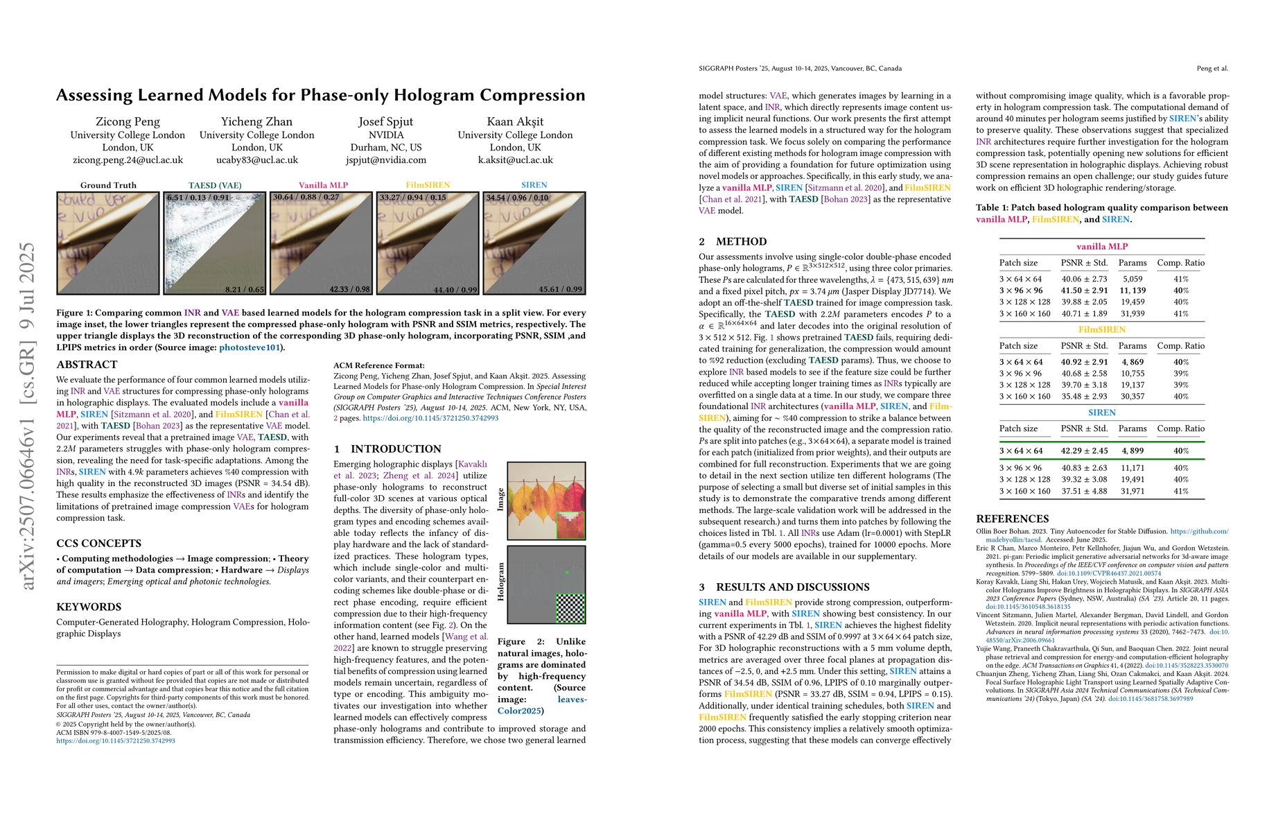 Thumbnail for Assessing Learned Models for Phase-only Hologram Compression