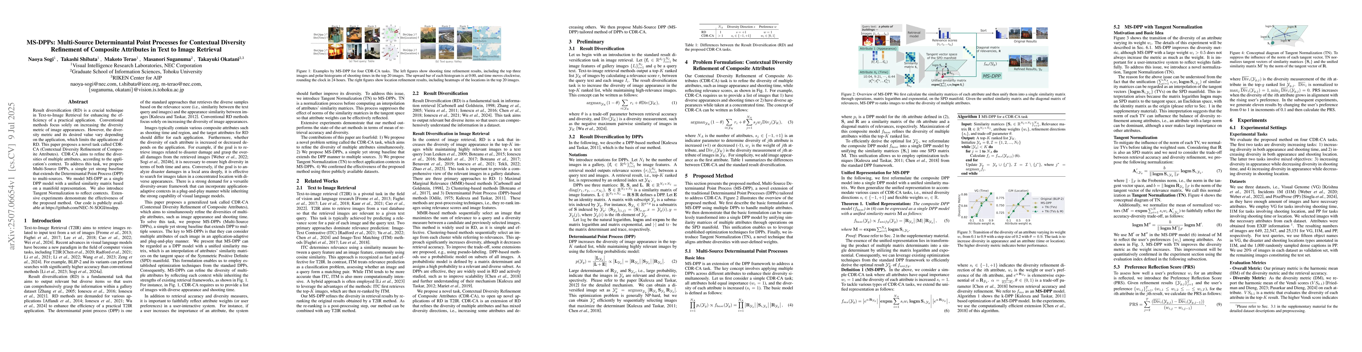 Thumbnail for MS-DPPs: Multi-Source Determinantal Point Processes for Contextual
  Diversity Refinement of Composite Attributes in Text to Image Retrieval