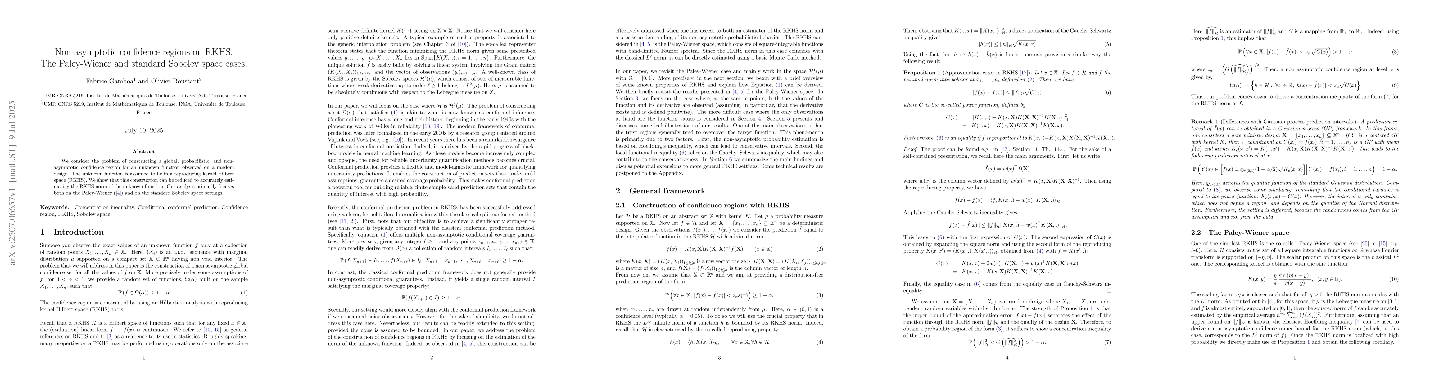 Thumbnail for Non-asymptotic confidence regions on RKHS. The Paley-Wiener and standard
  Sobolev space cases