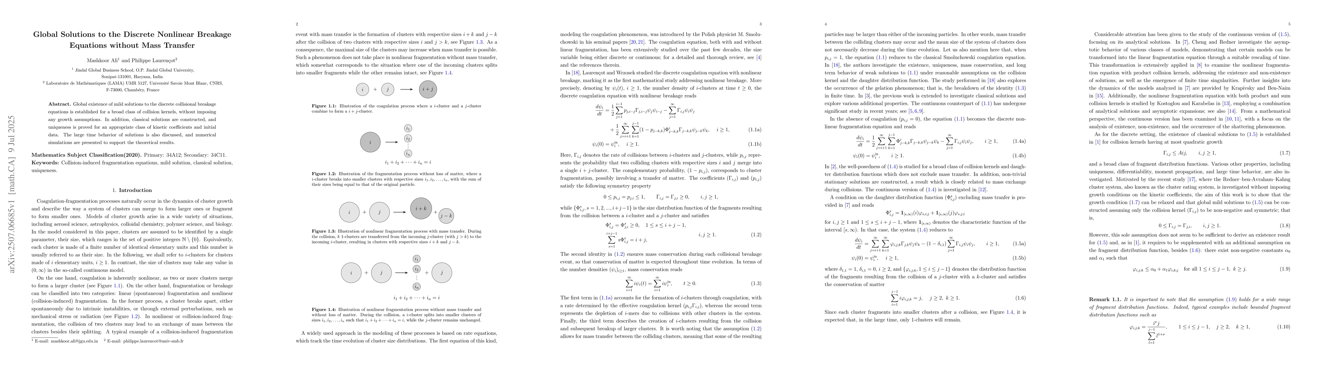 Thumbnail for Global Solutions to the Discrete Nonlinear Breakage Equations without
  Mass Transfer