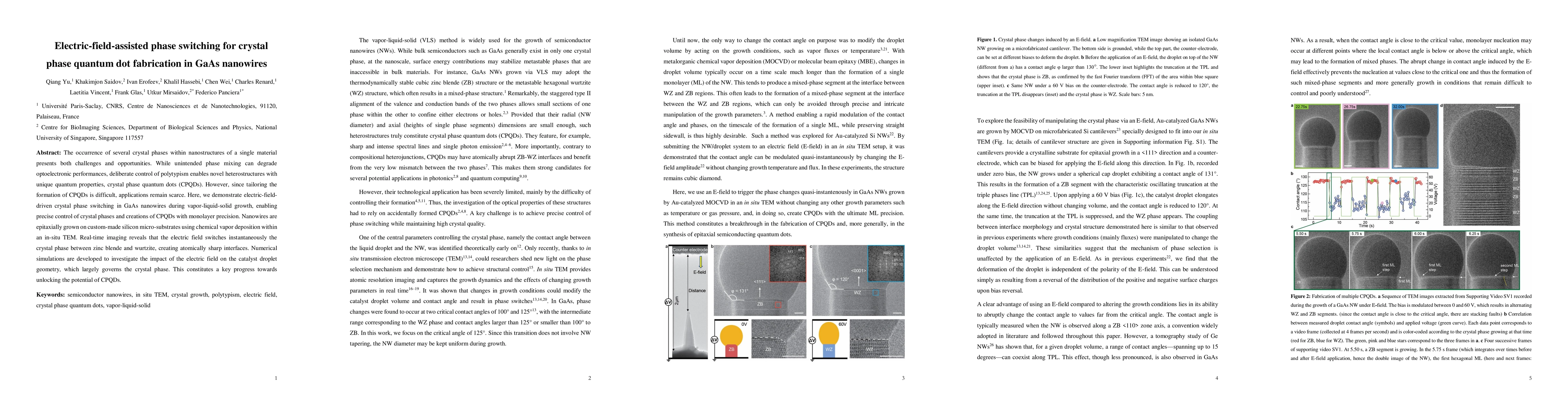 Thumbnail for Electric-field-assisted phase switching for crystal phase quantum dot
  fabrication in GaAs nanowires