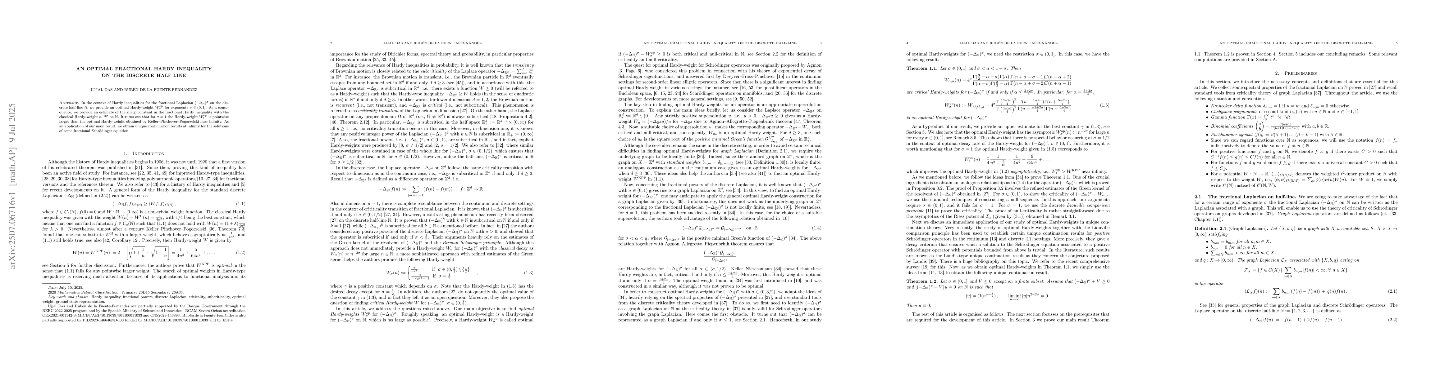 Thumbnail for An optimal fractional Hardy inequality on the discrete half-line