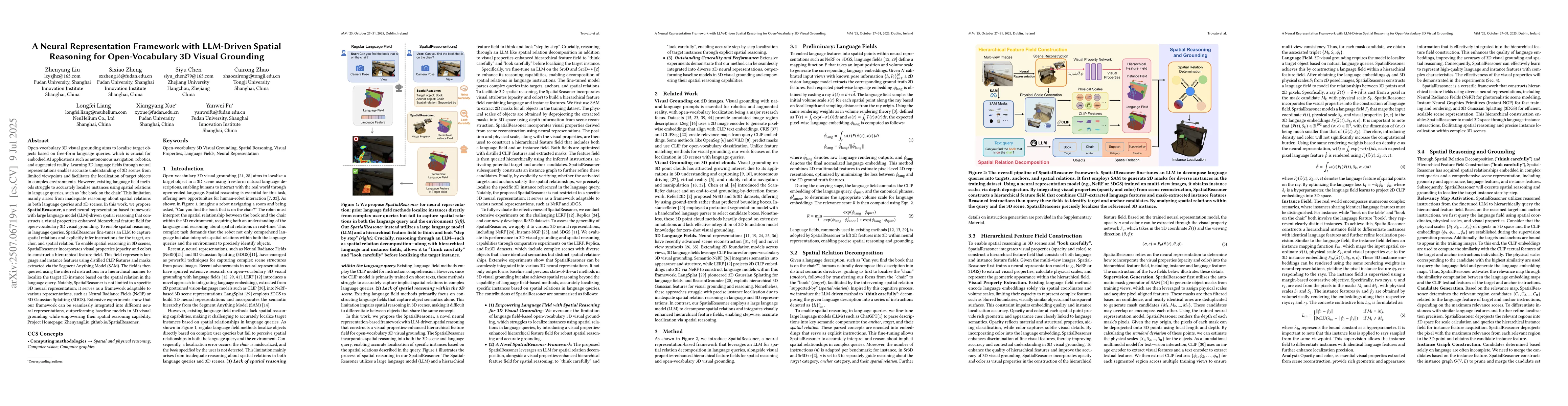 Thumbnail for A Neural Representation Framework with LLM-Driven Spatial Reasoning for
  Open-Vocabulary 3D Visual Grounding