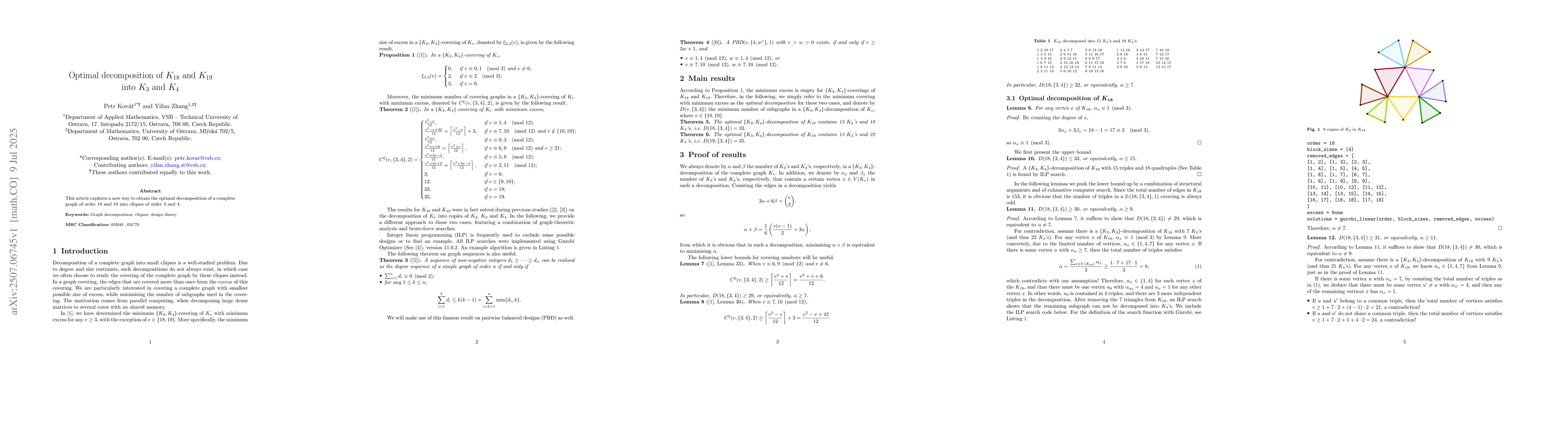Thumbnail for Optimal decomposition of $K_{18}$ and $K_{19}$ into $K_3$ and $K_4$