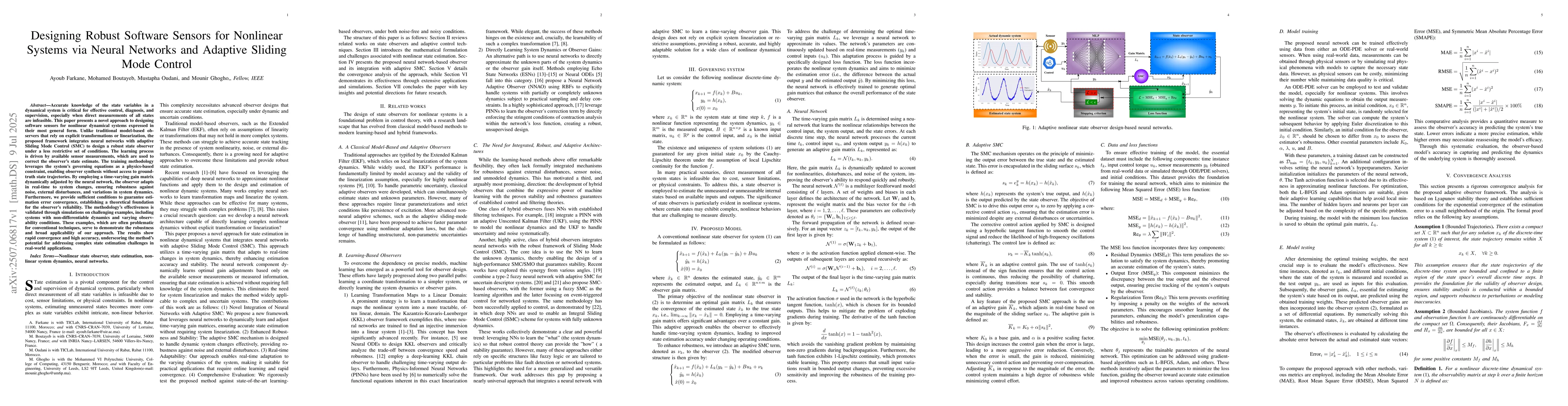 Thumbnail for Designing Robust Software Sensors for Nonlinear Systems via Neural
  Networks and Adaptive Sliding Mode Control