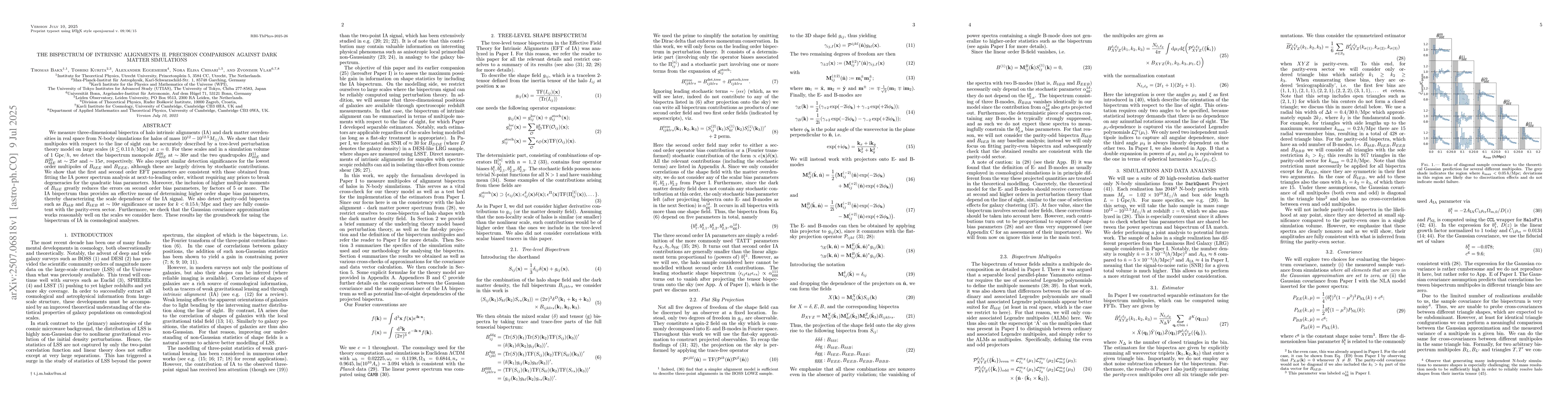 Thumbnail for The Bispectrum of Intrinsic Alignments: II. Precision Comparison Against
  Dark Matter Simulations