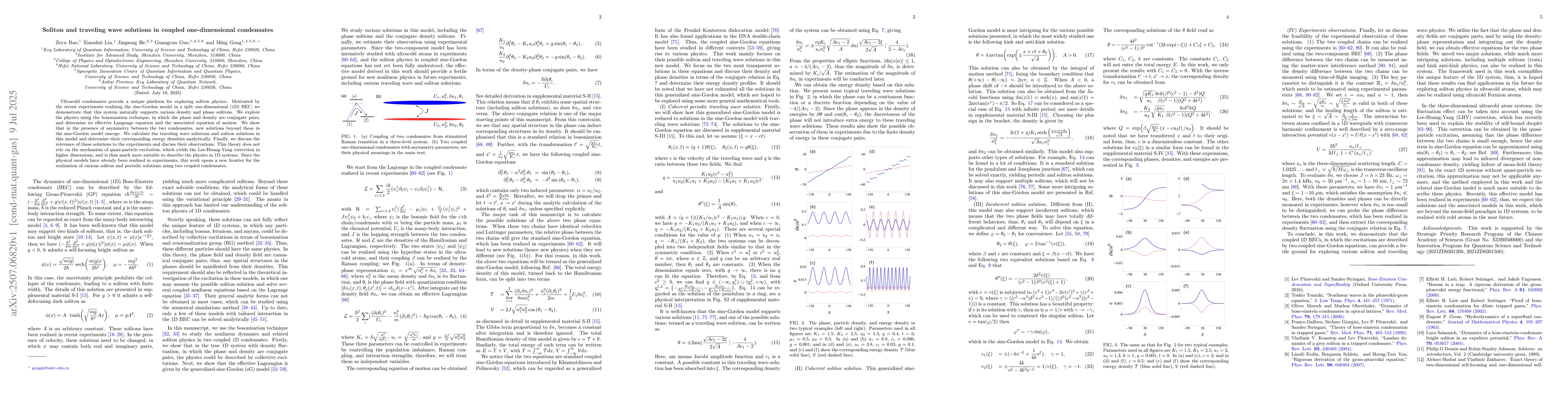 Thumbnail for Soliton and traveling wave solutions in coupled one-dimensional
  condensates