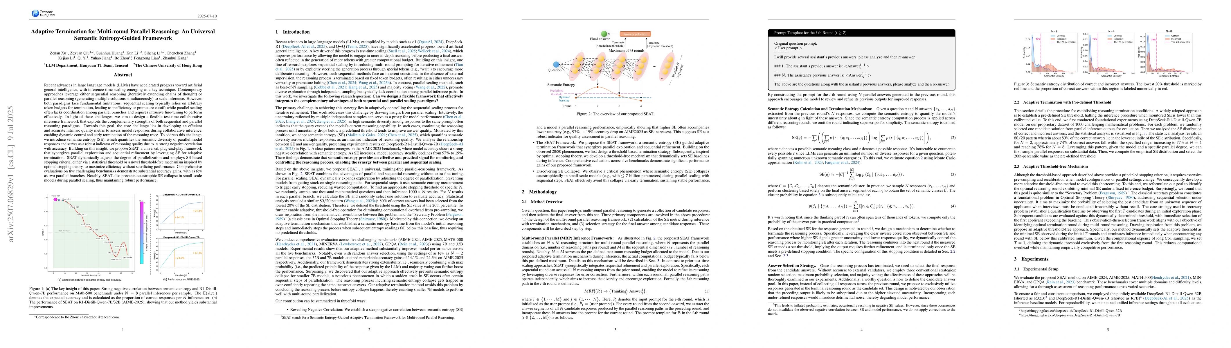 Thumbnail for Adaptive Termination for Multi-round Parallel Reasoning: An Universal
  Semantic Entropy-Guided Framework
