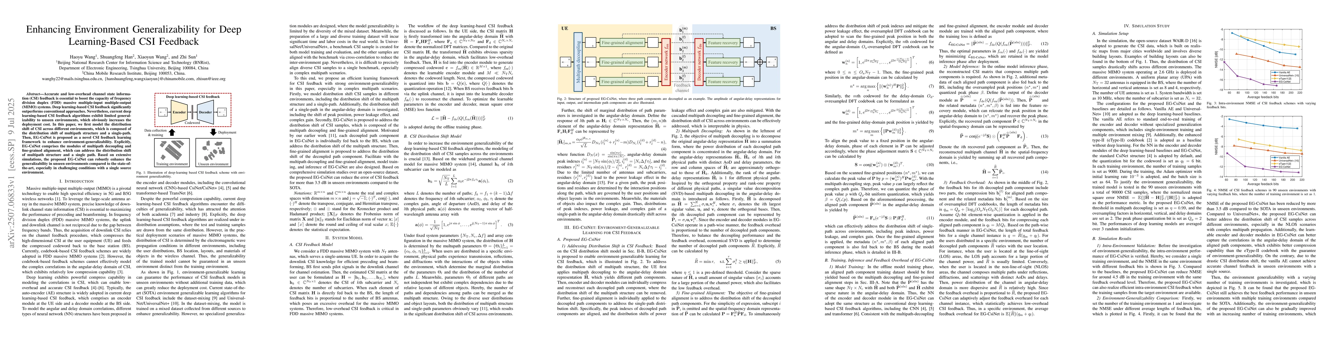 Thumbnail for Enhancing Environment Generalizability for Deep Learning-Based CSI
  Feedback