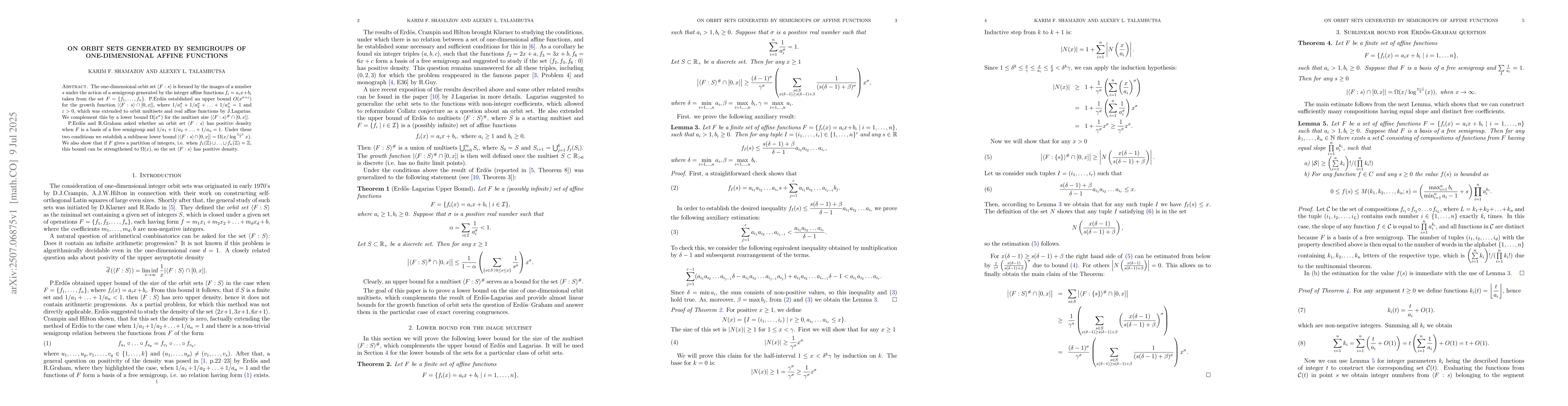 Thumbnail for On orbit sets generated by semigroups of one-dimensional affine
  functions