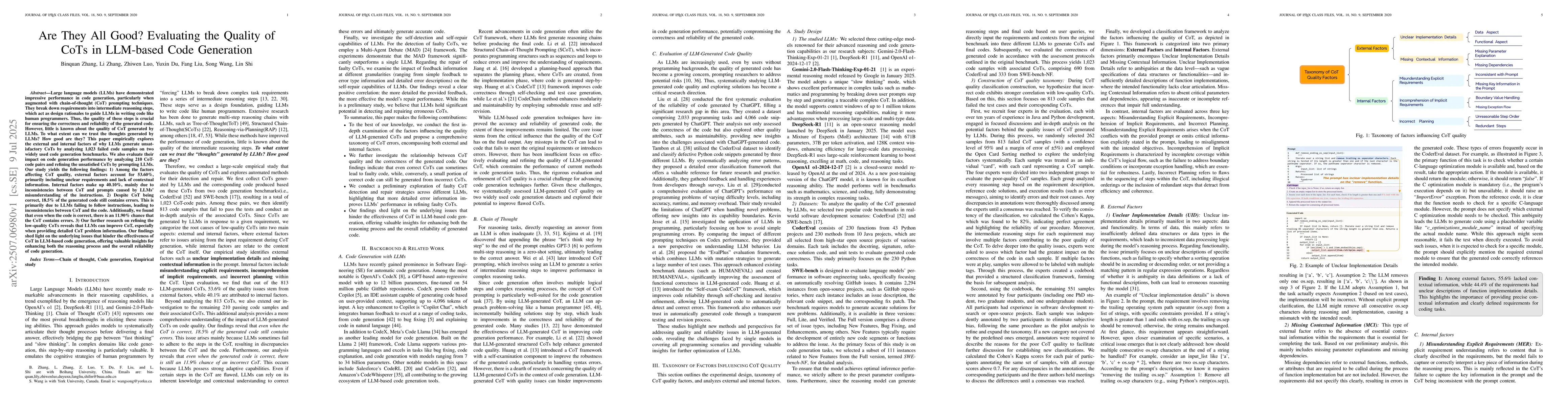 Thumbnail for Are They All Good? Evaluating the Quality of CoTs in LLM-based Code
  Generation