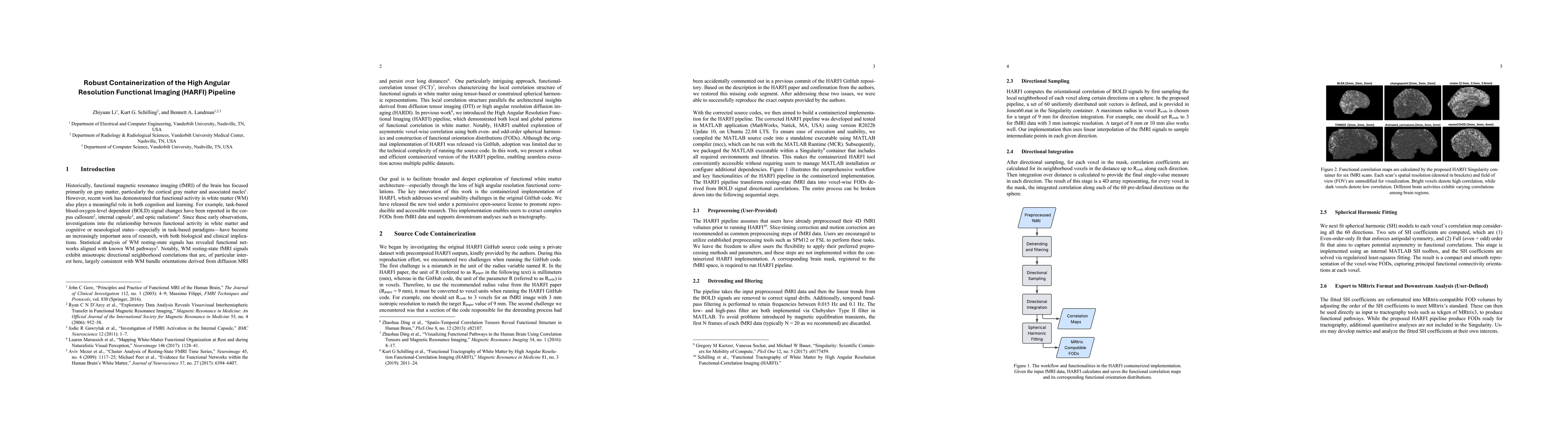 Thumbnail for Robust Containerization of the High Angular Resolution Functional
  Imaging (HARFI) Pipeline