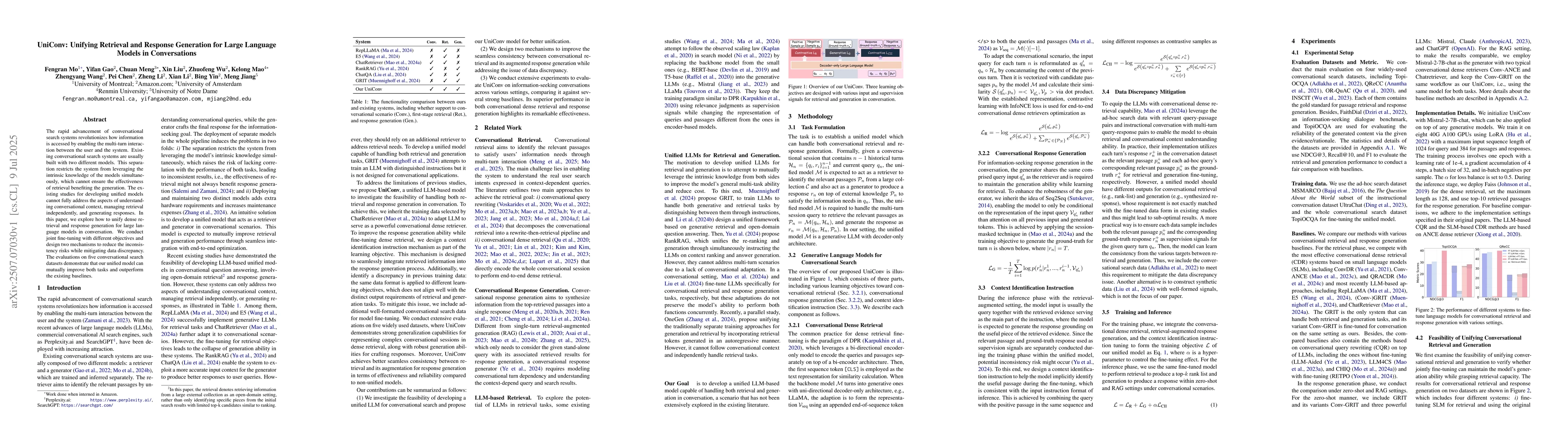Thumbnail for UniConv: Unifying Retrieval and Response Generation for Large Language
  Models in Conversations