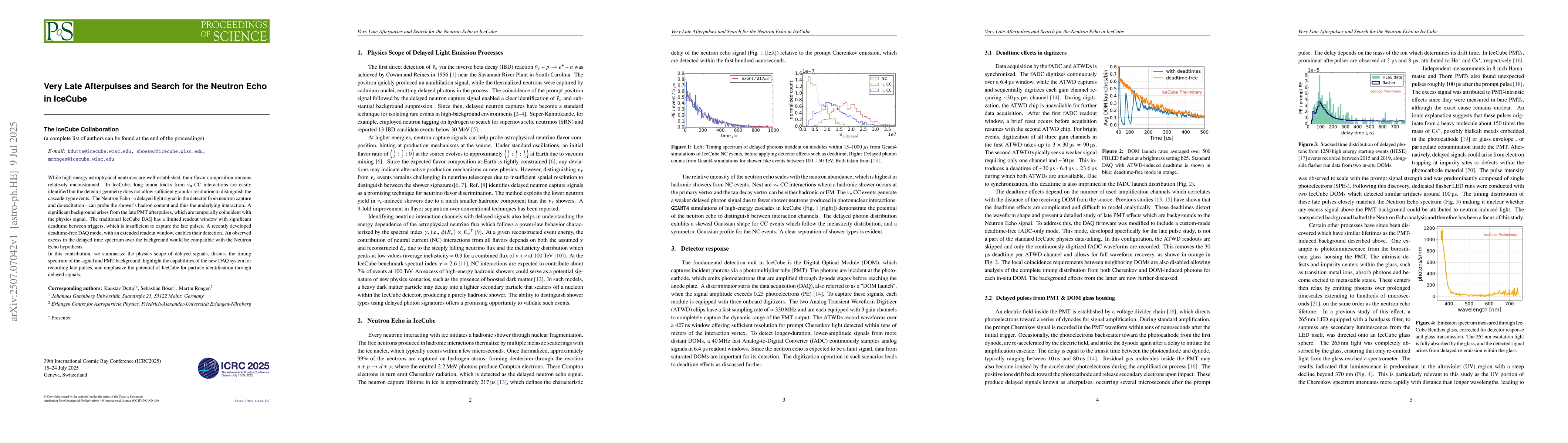 Thumbnail for Very Late Afterpulses and Search for the Neutron Echo in IceCube