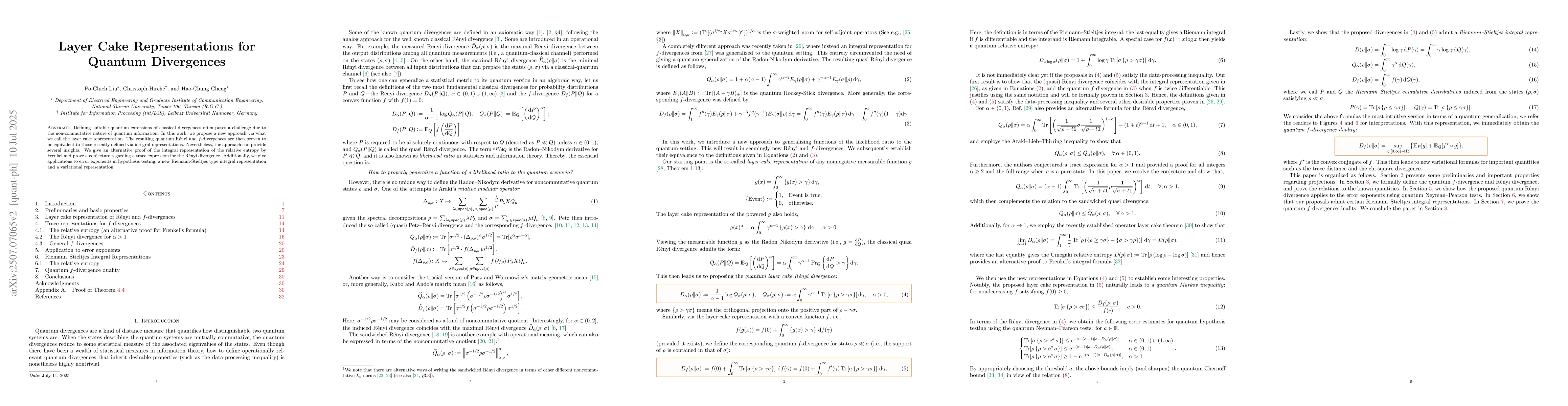 Thumbnail for Layer Cake Representations for Quantum Divergences