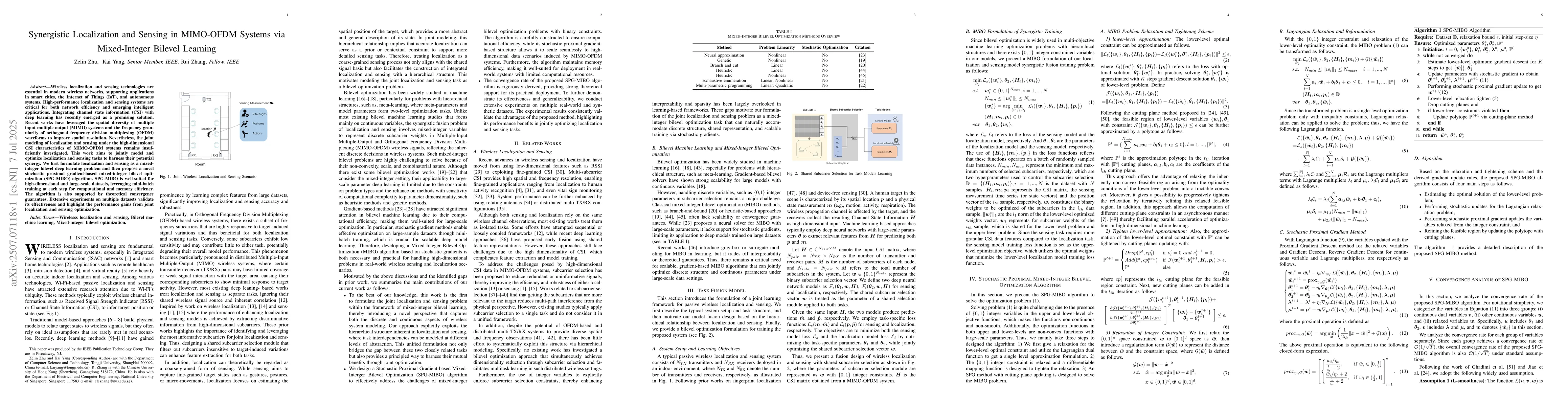 Thumbnail for Synergistic Localization and Sensing in MIMO-OFDM Systems via
  Mixed-Integer Bilevel Learning