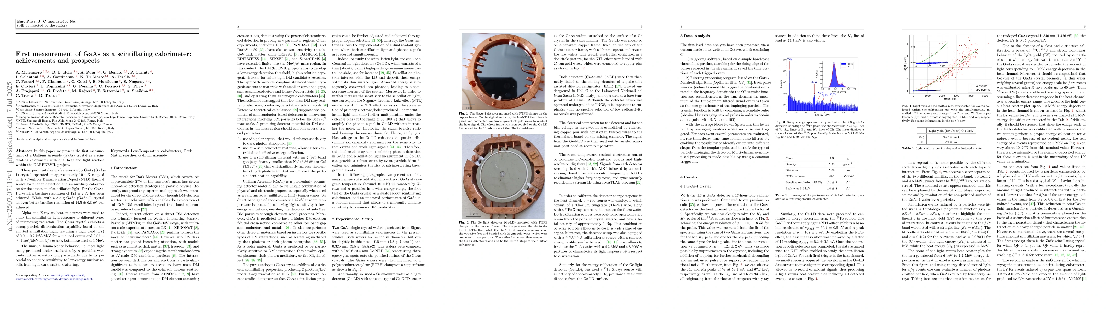 Thumbnail for First measurement of GaAs as a scintillating calorimeter: achievements
  and prospects