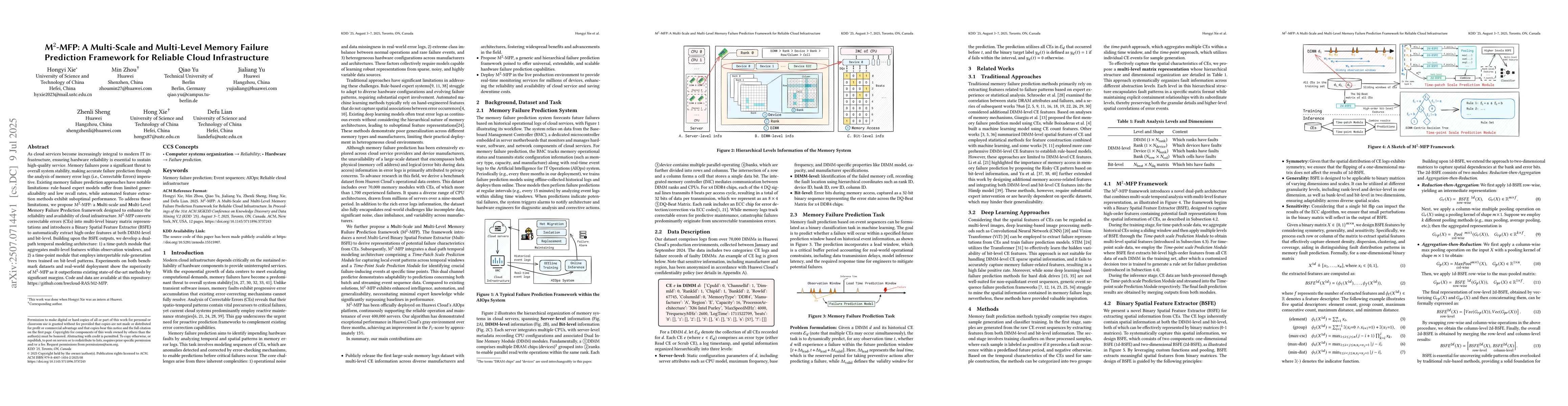 Thumbnail for M$^2$-MFP: A Multi-Scale and Multi-Level Memory Failure Prediction
  Framework for Reliable Cloud Infrastructure