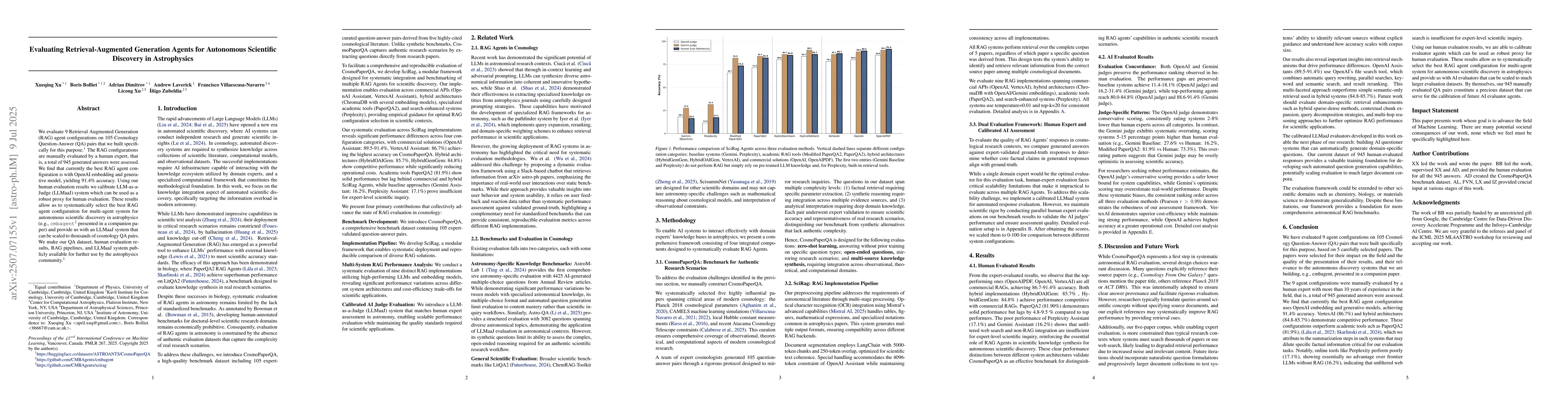 Thumbnail for Evaluating Retrieval-Augmented Generation Agents for Autonomous
  Scientific Discovery in Astrophysics
