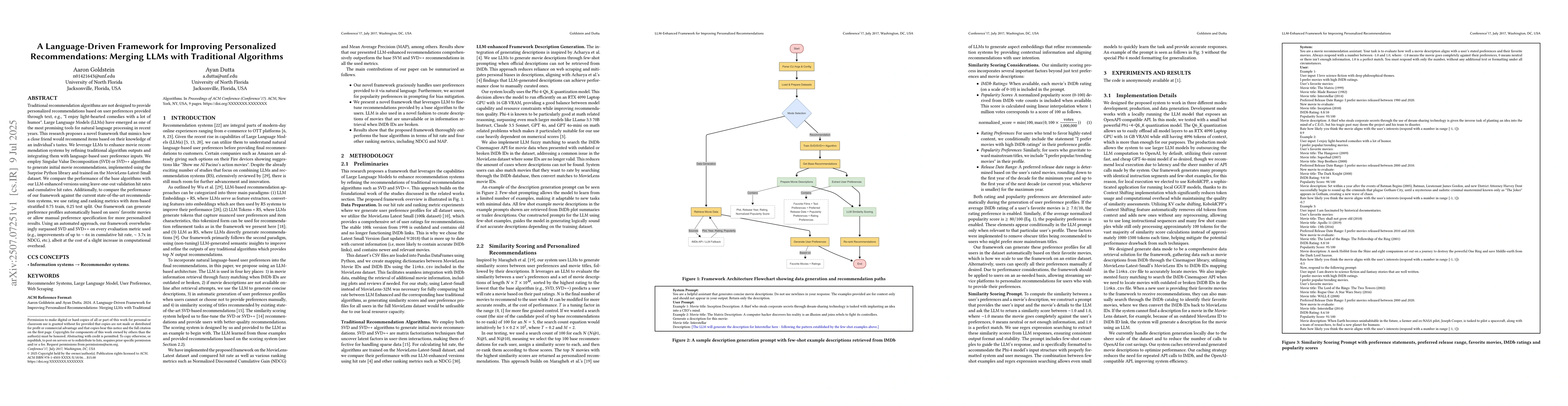 Thumbnail for A Language-Driven Framework for Improving Personalized Recommendations:
  Merging LLMs with Traditional Algorithms