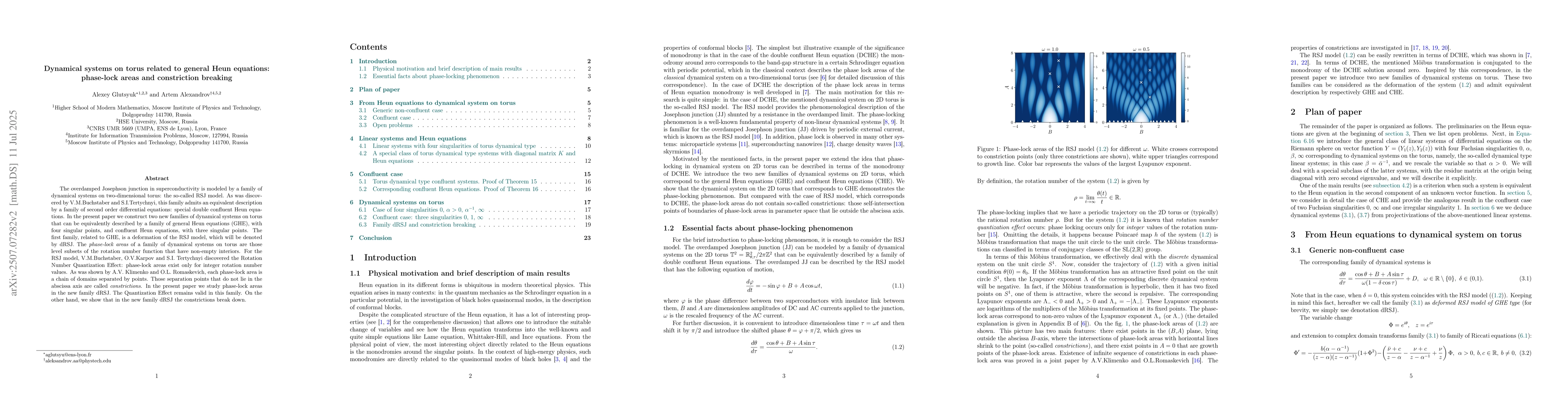Thumbnail for Dynamical systems on torus related to general Heun equations: phase-lock
  areas and constriction breaking