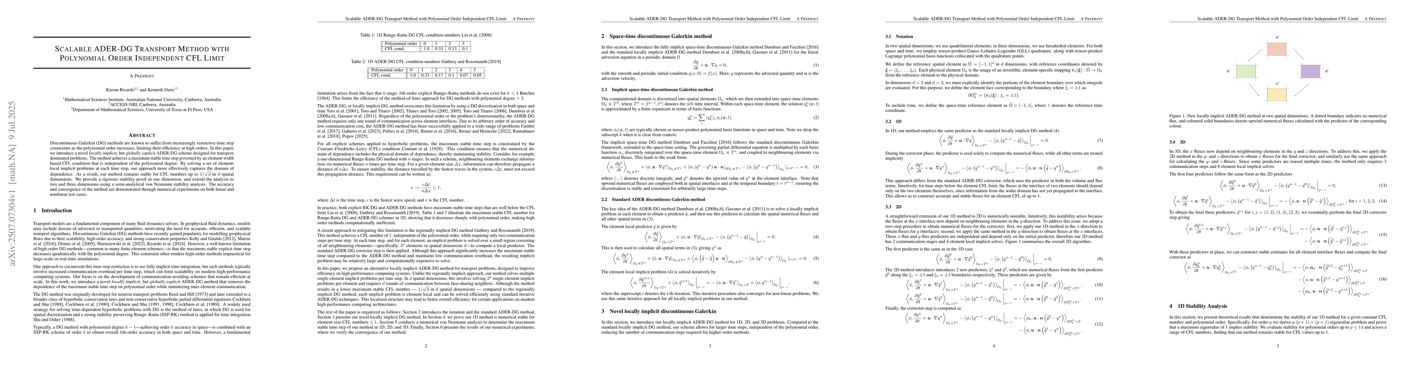 Thumbnail for Scalable ADER-DG Transport Method with Polynomial Order Independent CFL
  Limit