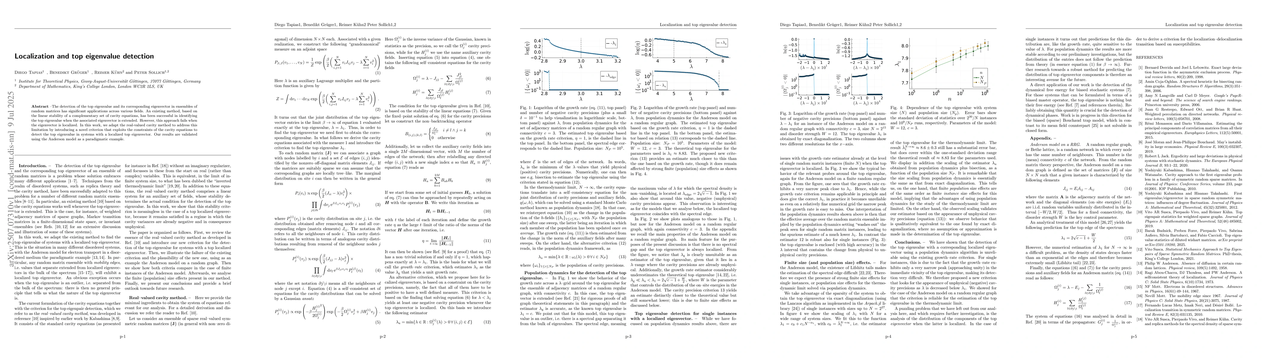 Thumbnail for Localization and top eigenvalue detection