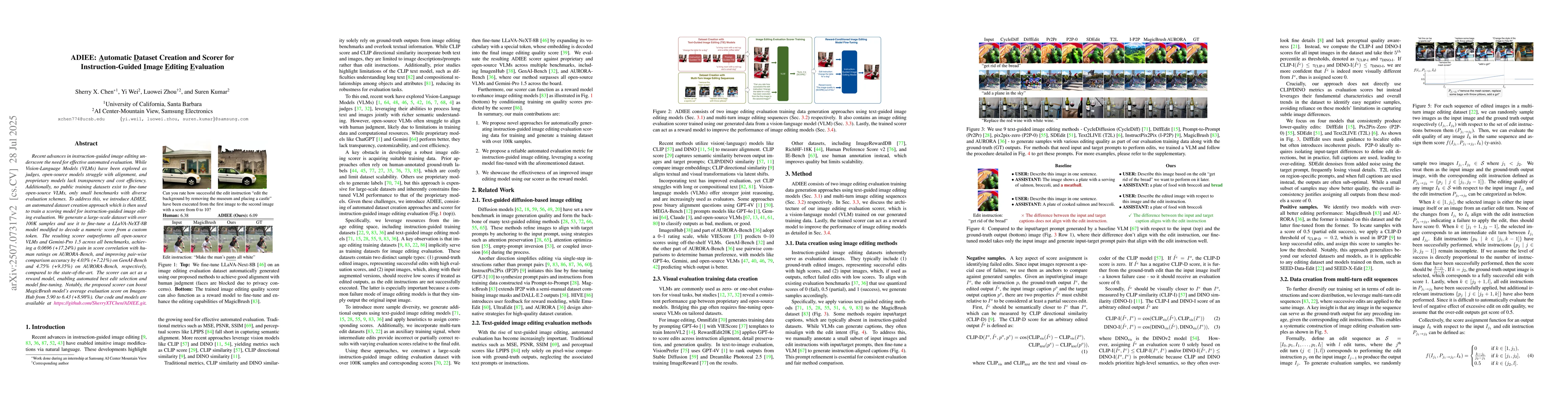 Thumbnail for ADIEE: Automatic Dataset Creation and Scorer for Instruction-Guided
  Image Editing Evaluation