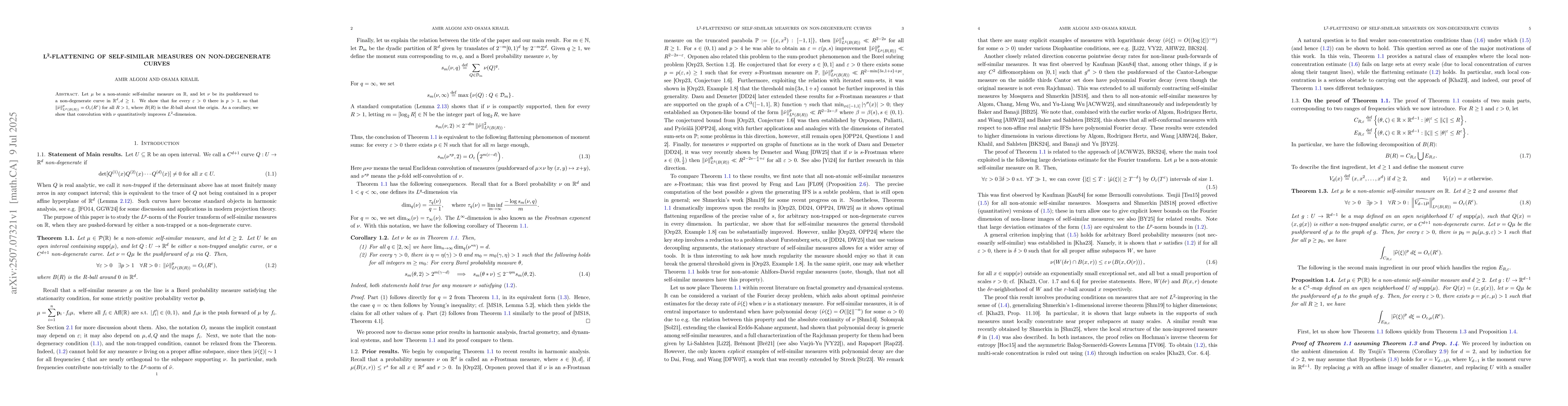 Thumbnail for $L^2$-Flattening of Self-similar Measures on Non-degenerate Curves