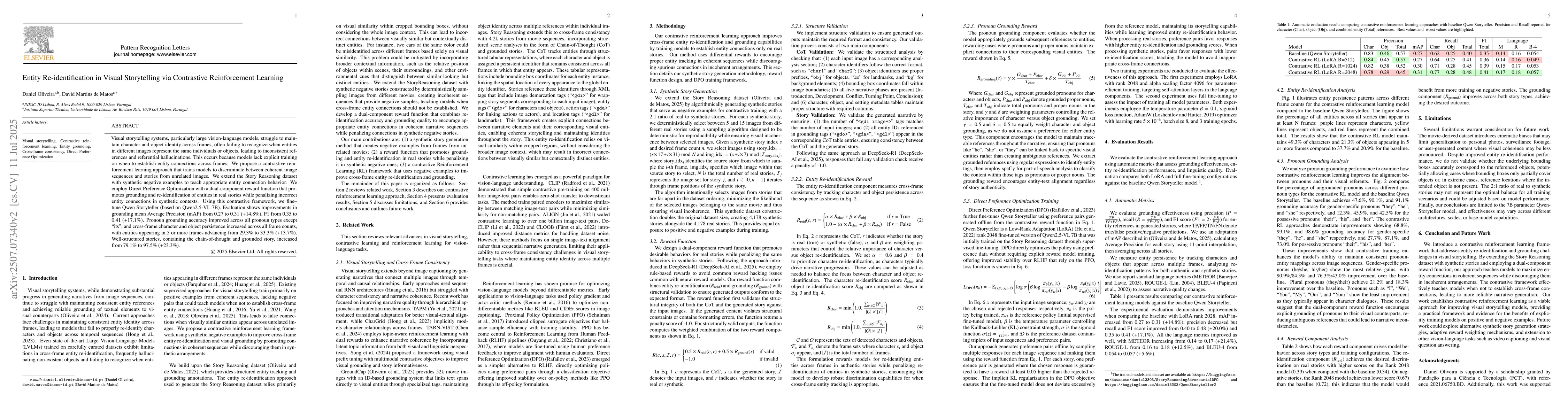Thumbnail for Entity Re-identification in Visual Storytelling via Contrastive
  Reinforcement Learning