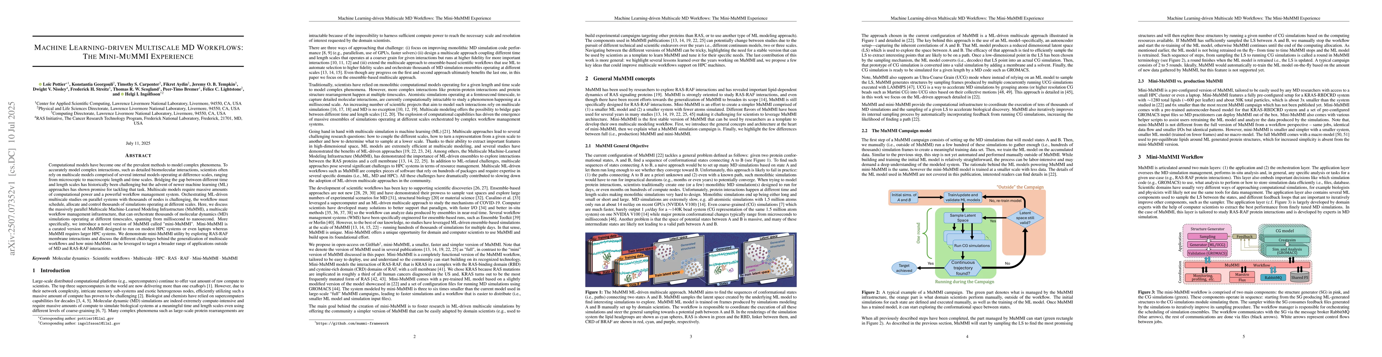 Thumbnail for Machine Learning-driven Multiscale MD Workflows: The Mini-MuMMI
  Experience