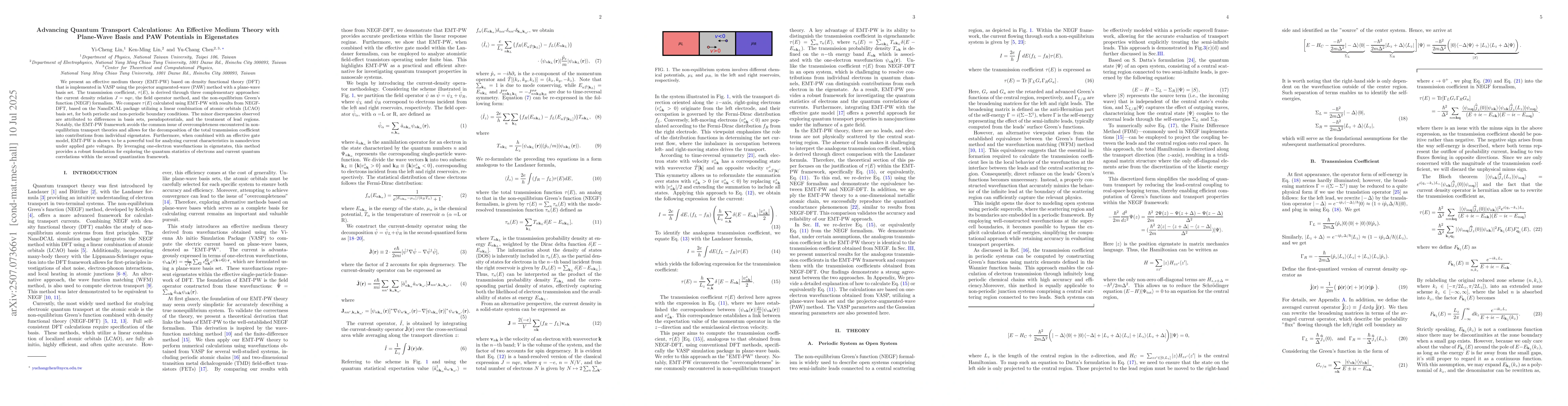 Thumbnail for Advancing Quantum Transport Calculations: An Effective Medium Theory
  with Plane-Wave Basis and PAW Potentials in Eigenstates