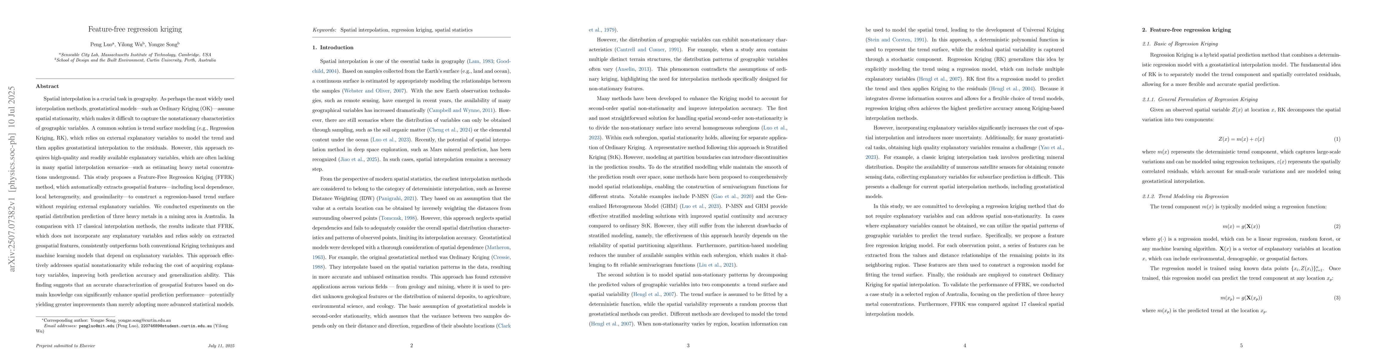 Thumbnail for Feature-free regression kriging