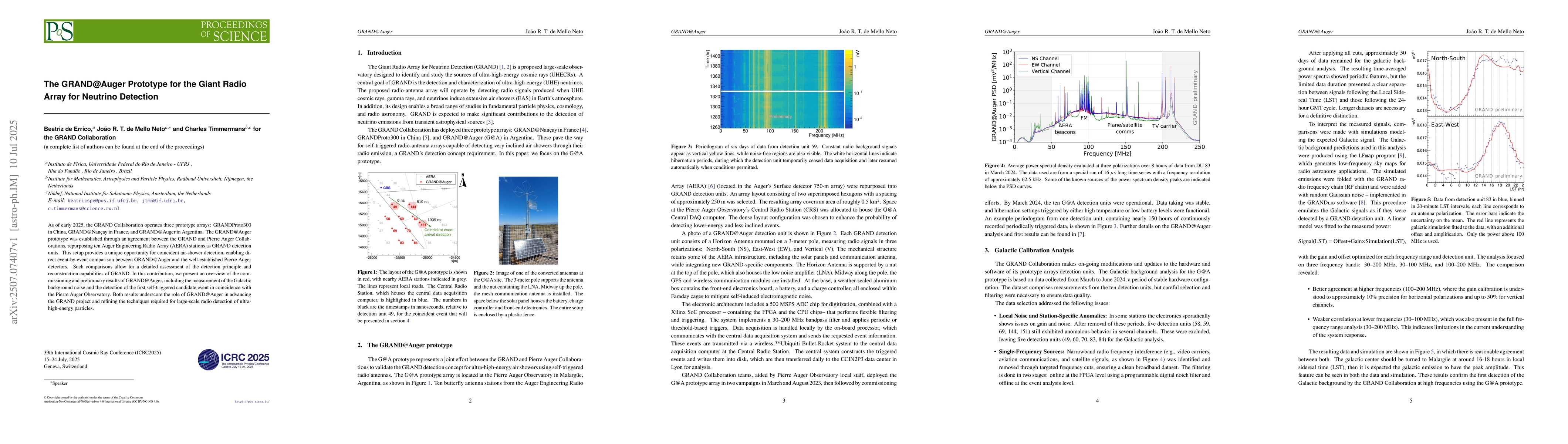 Thumbnail for The GRAND@Auger Prototype for the Giant Radio Array for Neutrino
  Detection