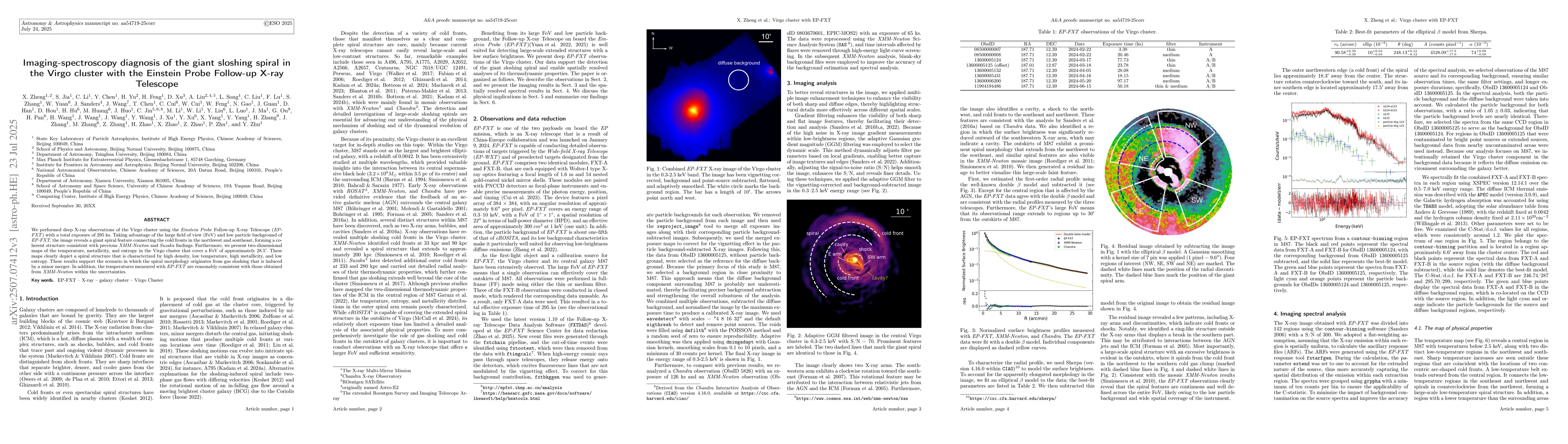 Thumbnail for Imaging-spectroscopy diagnosis of the giant sloshing spiral in the Virgo
  cluster with the Einstein Probe Follow-up X-ray Telescope