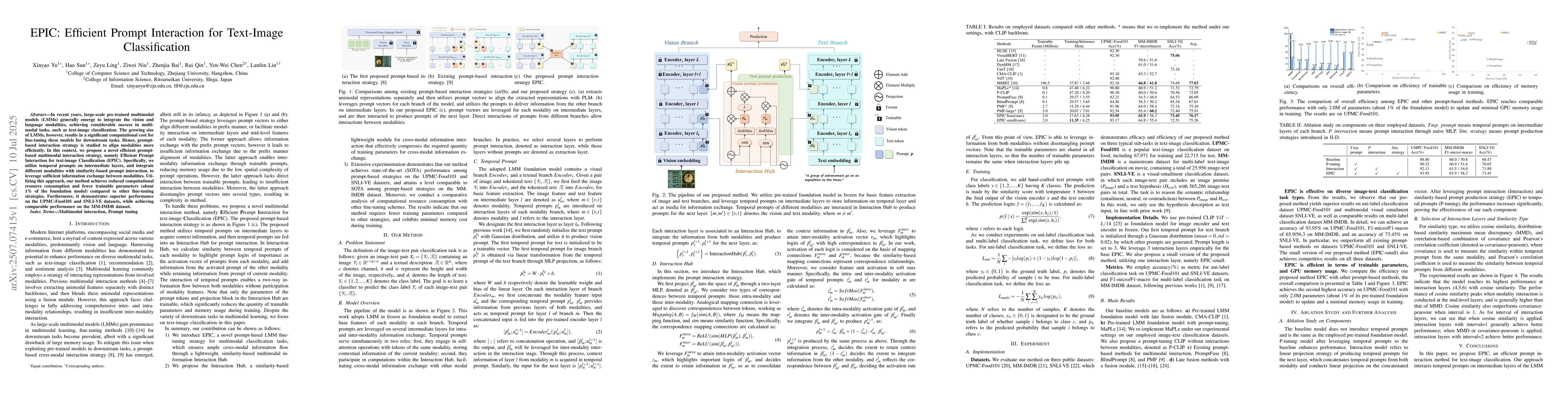 Thumbnail for EPIC: Efficient Prompt Interaction for Text-Image Classification