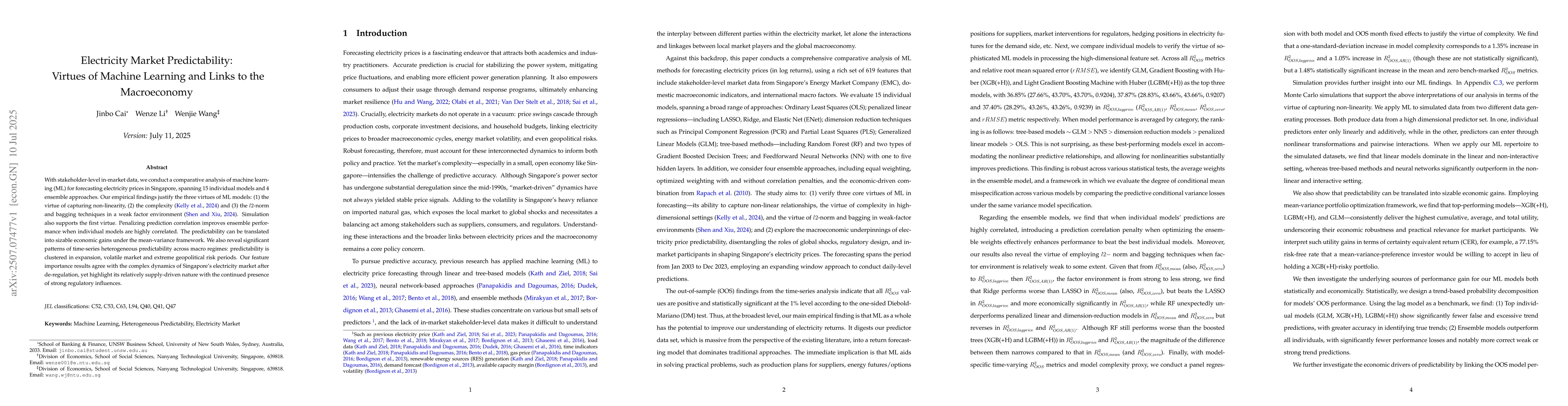 Thumbnail for Electricity Market Predictability: Virtues of Machine Learning and Links
  to the Macroeconomy