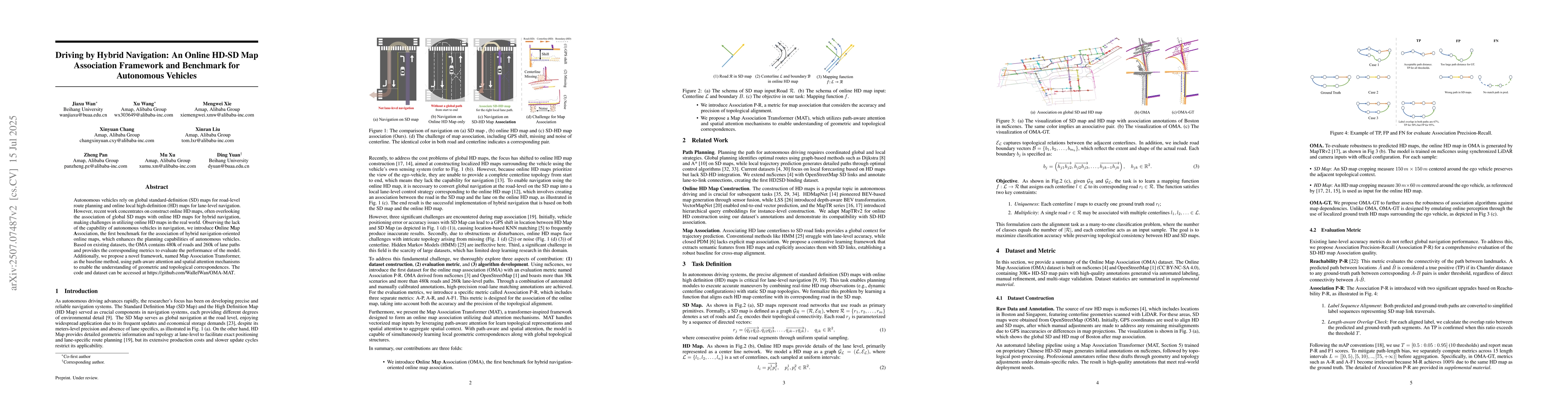 Thumbnail for Driving by Hybrid Navigation: An Online HD-SD Map Association Framework
  and Benchmark for Autonomous Vehicles