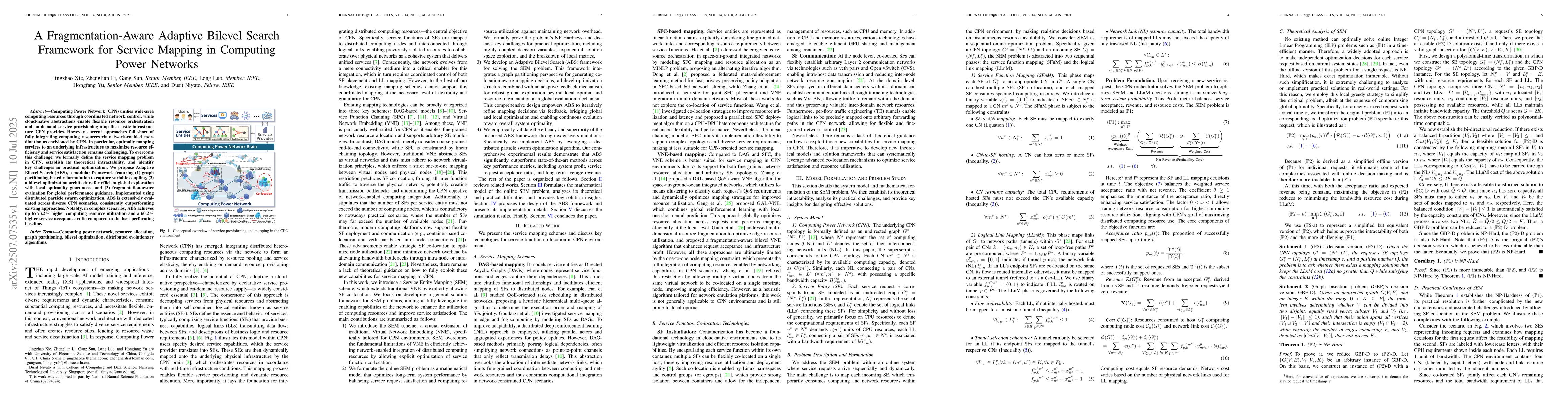 Thumbnail for A Fragmentation-Aware Adaptive Bilevel Search Framework for Service
  Mapping in Computing Power Networks