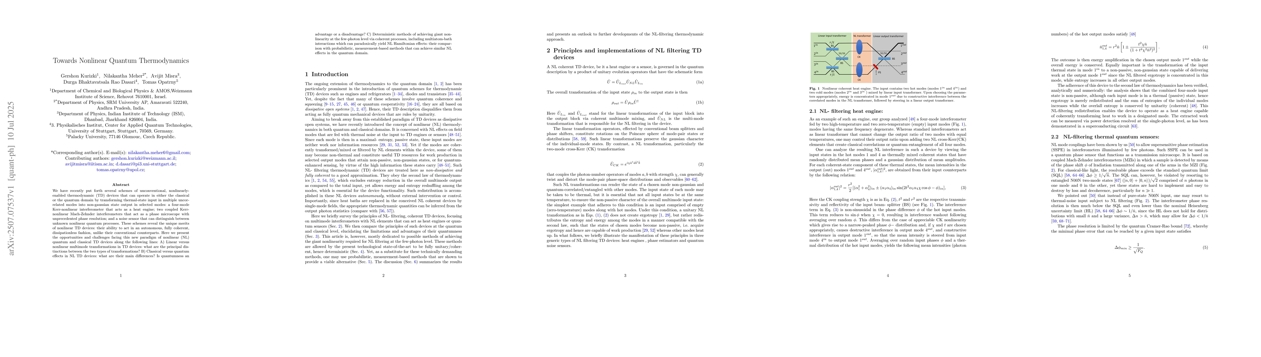 Thumbnail for Towards Nonlinear Quantum Thermodynamics