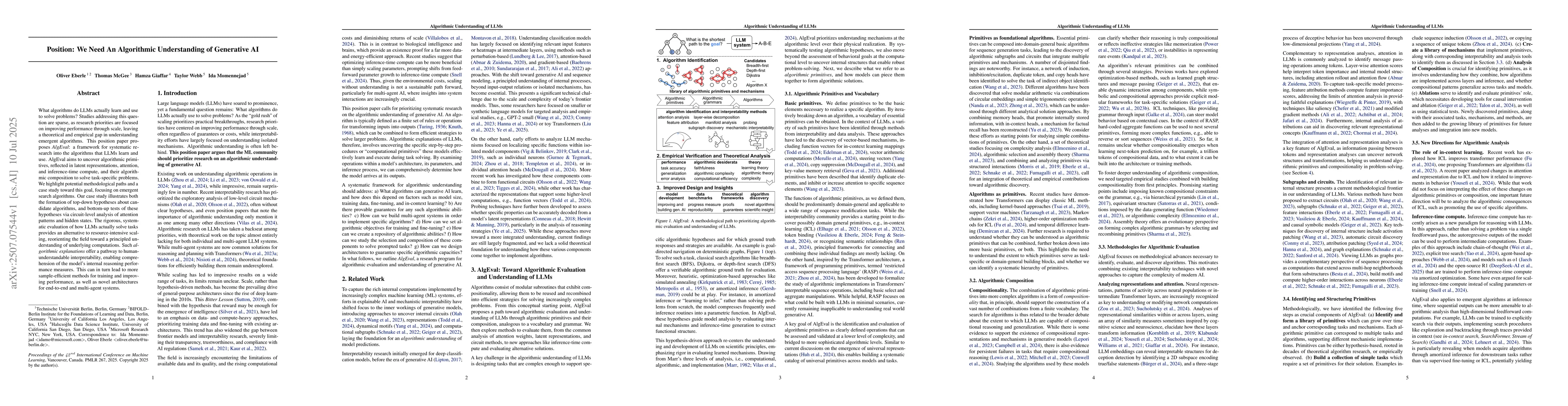 Thumbnail for Position: We Need An Algorithmic Understanding of Generative AI