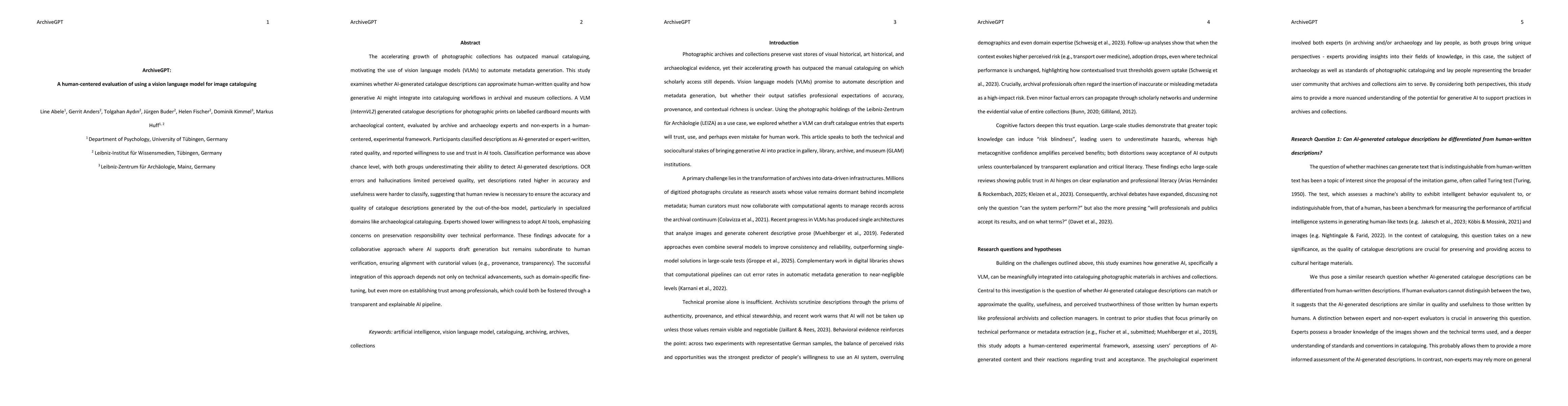 Thumbnail for ArchiveGPT: A human-centered evaluation of using a vision language model
  for image cataloguing